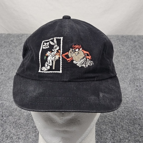 Looney Tunes Other - Vintage Looney Tunes Snapback Hat Black Bugs Bunny Taz Stamp Collection 90s USA